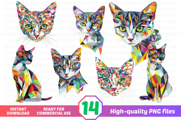 Abstract Cat Clipart for Sublimation Design