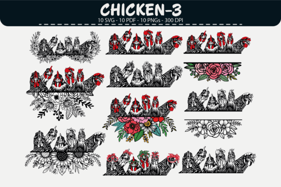 Chicken Group Clipart – 10 Designs