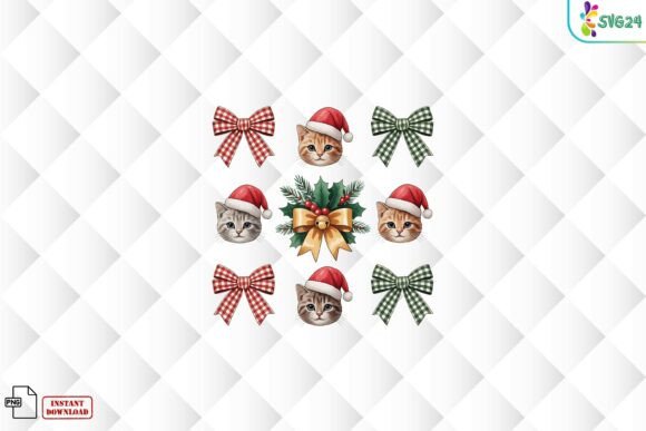 Cute Christmas Cat Bow Icons PNG: A Festive Addition for Digital Creators