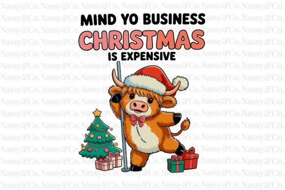 Mind Your Business Christmas Cow PNG