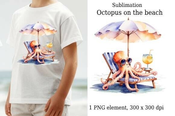 Octopus on the Beach: A Summer Mood in PNG for Creative Inspiration