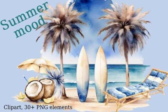Summer Mood, Sea, Palm Trees, Beach, PNG: A Creative Collection for Every Project