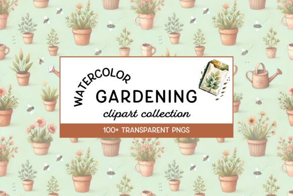 Watercolor Gardening Clip Art Bundle