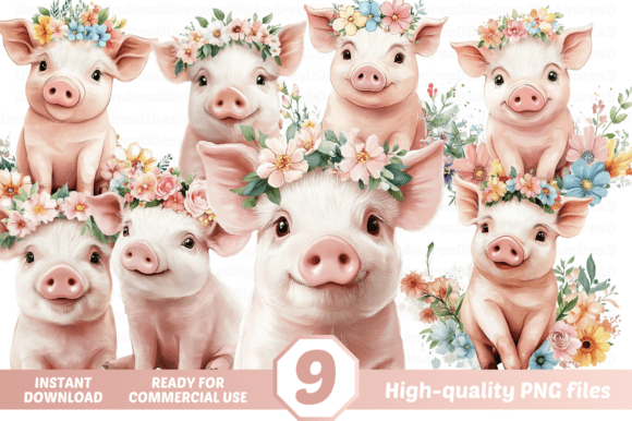 Watercolor Piglet Clipart, Cute Pig PNG: A Versatile Design for Every Project